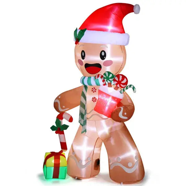 7.9 FT Lighted Christmas Inflatable Decoration, Inflatable Gingerbread Man Outdoor Decoration, Funny Blow Up Yard Decorations With Built-in LED Lights For Holiday Party Front Yard Lawn Garden Decor - The Premium