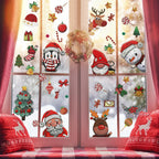 Christmas Window Clings 242Pcs Double Sided Christmas Window Stickers Reusable 9 Sheets Snowflake Santa Snowman Window Clings Decals For Xmas Home School Office Decorations Clearance