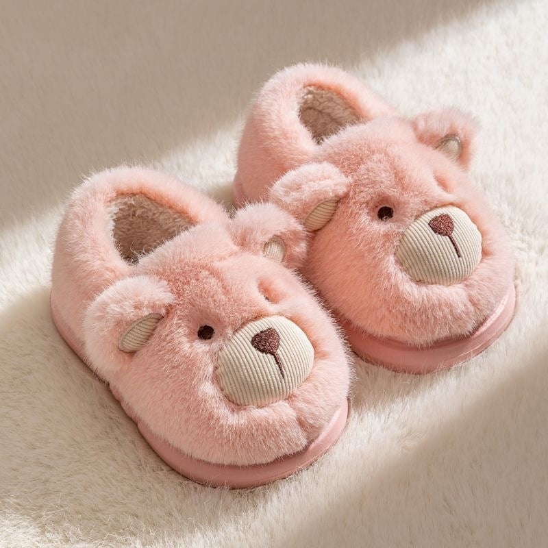 Plush Slippers Home Cotton Slippers Heel-wrapping Shoes Boys And Girls Warm Shoes