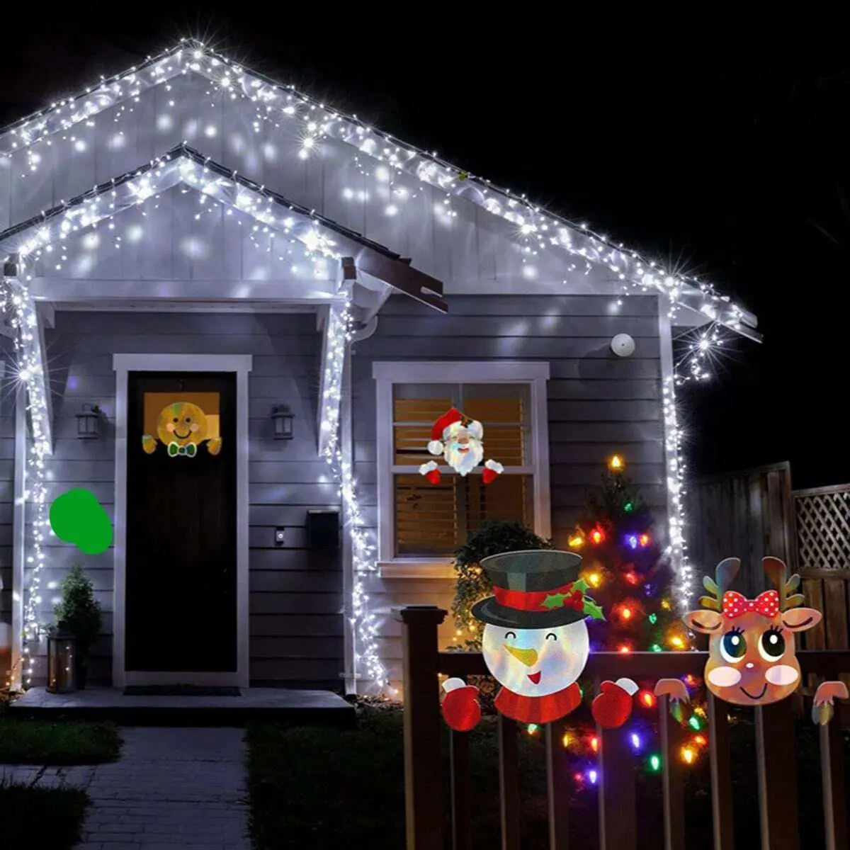 Christmas Fence Peeker Decoration Santa Claus Snowman Plastic Fence Sign Ornament Cute Fence Art Sign For Xmas DIY Home Patio Garden Outdoor - The Premium