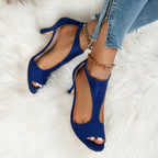 Women's Zipper Bag Heel Peep Toe Shoes After Summer