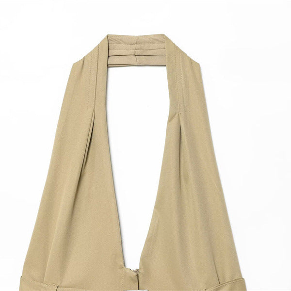 Sexy Style Backless Hanging Collar Top For Women