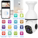 1Pc E27 WiFi Bulb Camera 1080P FHD WiFi IP Pan Tilt Security Surveillance Camera With Two-Way Audio Full Color Night Vision Flood Light Motion Tracking Siren Function APP Control