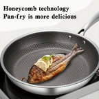 1PC Household Kitchen Honeycomb Stainless Steel Non Stick Frying Pan,Easy To Clean, Suitable For Frying Steak, Fish, And Eggs,Suitable For All Stoves