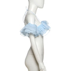 Sexy Halter Navel Wrapped Chest Split Lace-collared Blouse