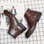 Zipper Pointed British Style High-top Large Size Leather Boots