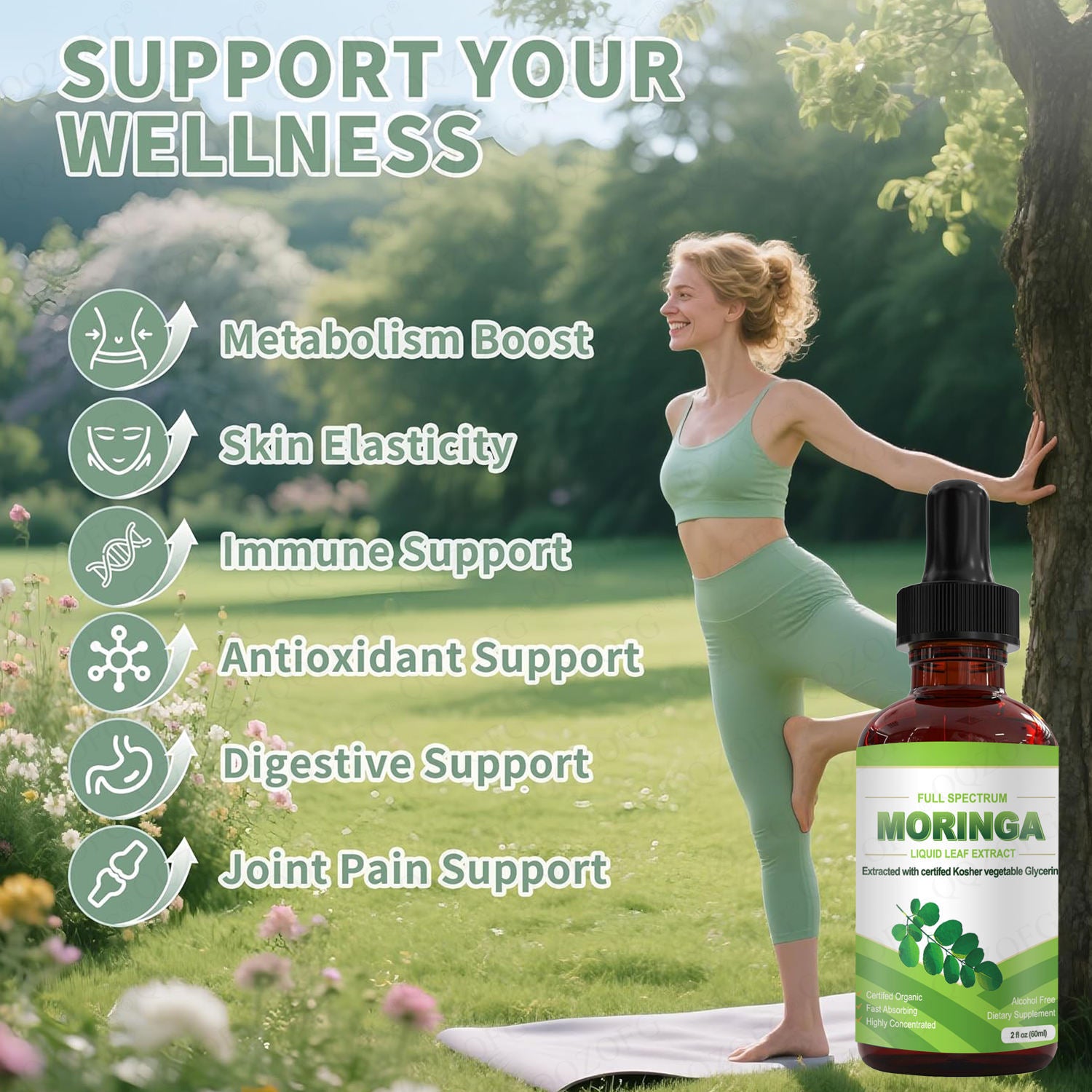 Moringa Leaf Extract Drops For Antioxidant Digestive Health 60ml