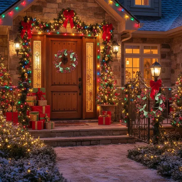 3PCS Set Christmas Door Wreath With Pine Cones & Greenery 13 Red Berry Holly Wreath For Holiday Home Decor FBA Shipment - The Premium