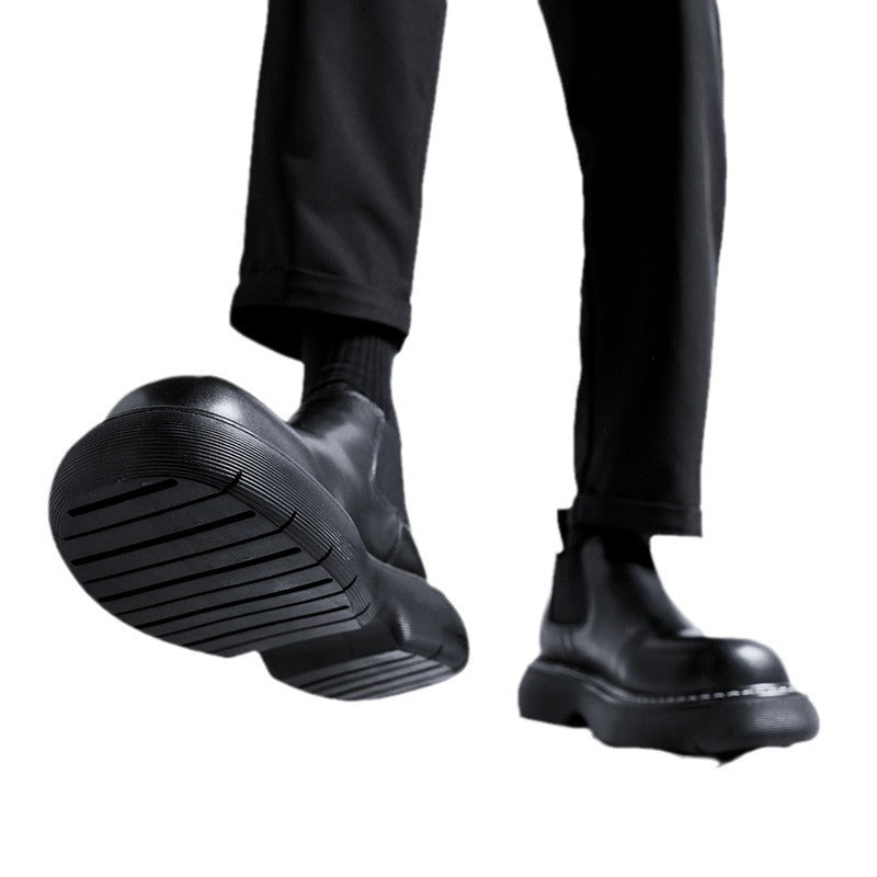 Martin Boots Black And Round Thick-soled Men