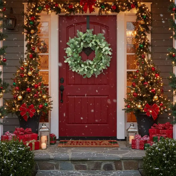 Christmas Cedar Wreath Full Luxe Greenery Holiday Door Festive Pinecone & Berry Accent FBA Shipment - The Premium