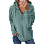 Zip Pocket Solid Color Hooded Sweatshirt