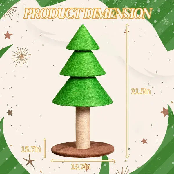 31.5in Christmas Tree Cat Scratcher, Cat Scratching Post For Indoor Cats, Large Sisal Cat Scratching Tree Cat Scratch Tower, Grass Green - The Premium