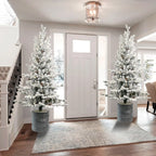 2,3,4,5,6ft PE PVC Decorated Flocking Basin Tree Artificial Christmas Tree - The Premium