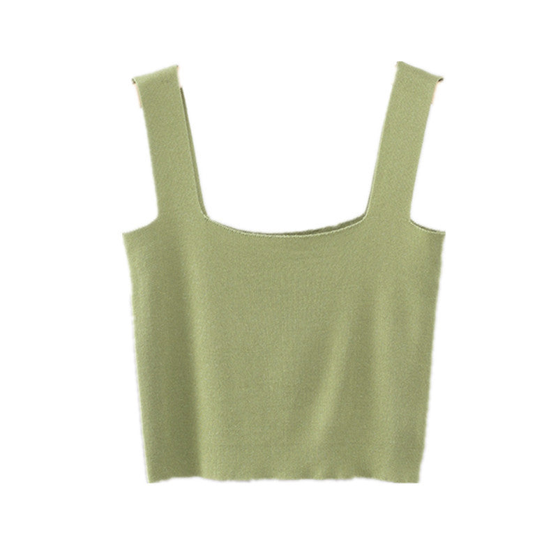 Short Square-neck Knitted Innerwear Camisole Vest