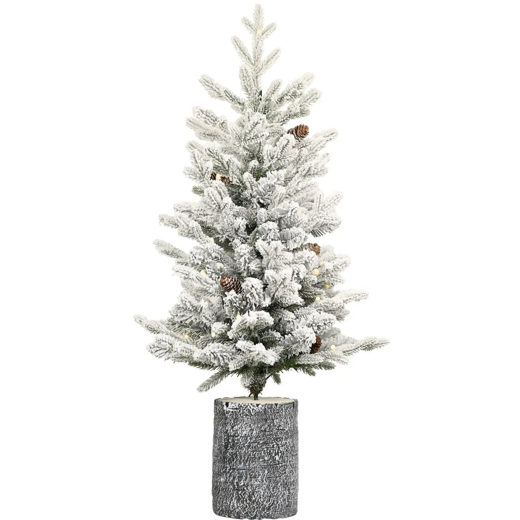 2,3,4,5,6ft PE PVC Decorated Flocking Basin Tree Artificial Christmas Tree - The Premium