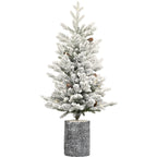 2,3,4,5,6ft PE PVC Decorated Flocking Basin Tree Artificial Christmas Tree - The Premium