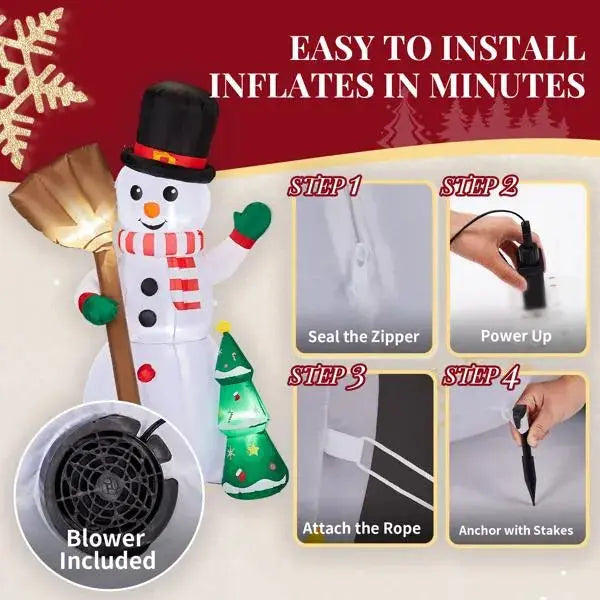 6.2FT Lighted Christmas Inflatable Decoration, Inflatable Snowman Holding Groom, Funny Blow Up Yard Decorations With Built-in LED Lights For Holiday Party Front Yard Lawn Garden Decor - The Premium