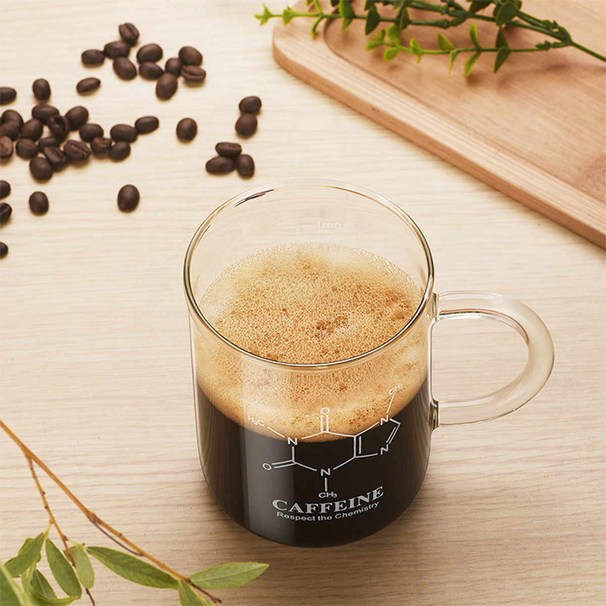 1 PCS Transparent Tape With High Borosilicate Glass Cup, Coffee Cup, Coffee Sharing Cup With Scale Identification