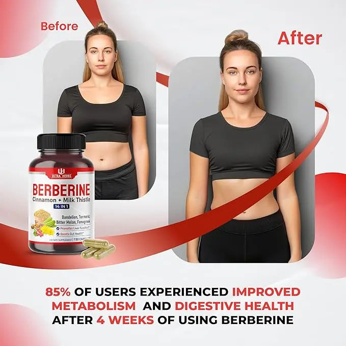 Ultra Herbs Premium Berberine with Cinnamon & Milk Thistle – Liver, Gut & Immune Support, 150 Capsules, USA Made AJ PRIME