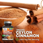 Organic Ceylon Cinnamon Supplement 1800mg – Energy, Heart & Antioxidant Support, 240 Capsules, Gluten-Free & Non-GMO AJ PRIME