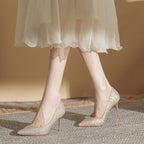 Korean Version New Versatile Crystal High Heels