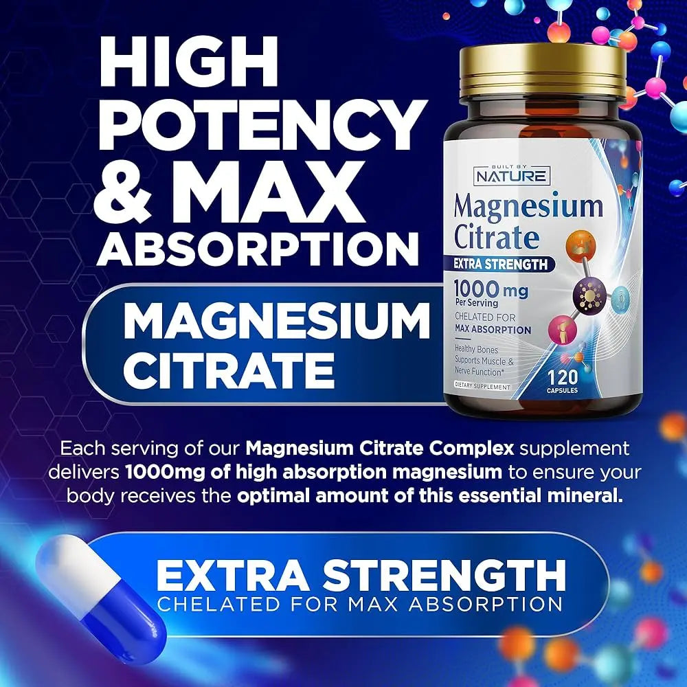 Magnesium Citrate 1000mg – Supports Muscle, Nerve, Bone & Heart Health AJ PRIME
