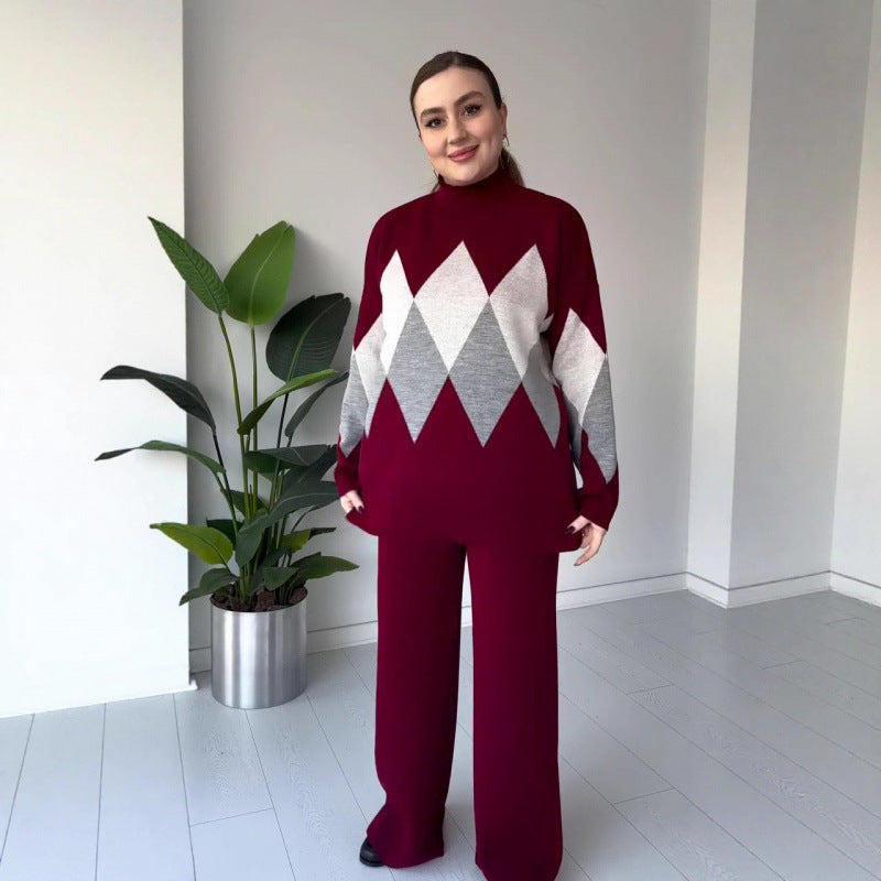 Women's Knit Round Neck Sweater Set