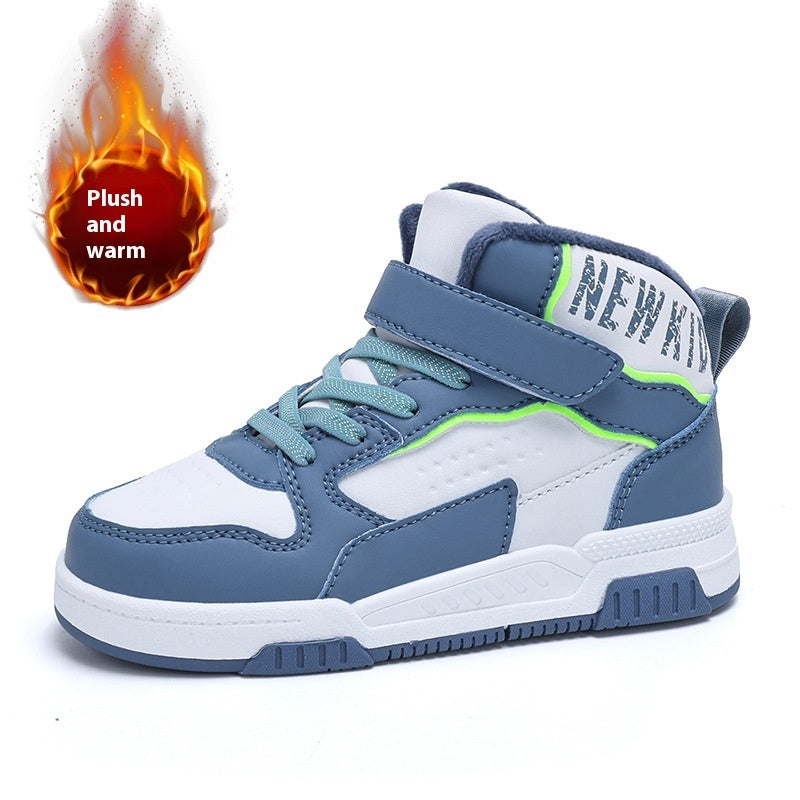 Casual Leather Sports Board Shoes High-top Velvet Thermal