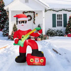Dropship 7.5FT Lighted Christmas Inflatable Decoration, Inflatable Black Santa Playing Electric Guitar, Funny Blow Up Yard Decorations With Built-in LED Lights For Holiday Party Front Yard Lawn Garde - The Premium
