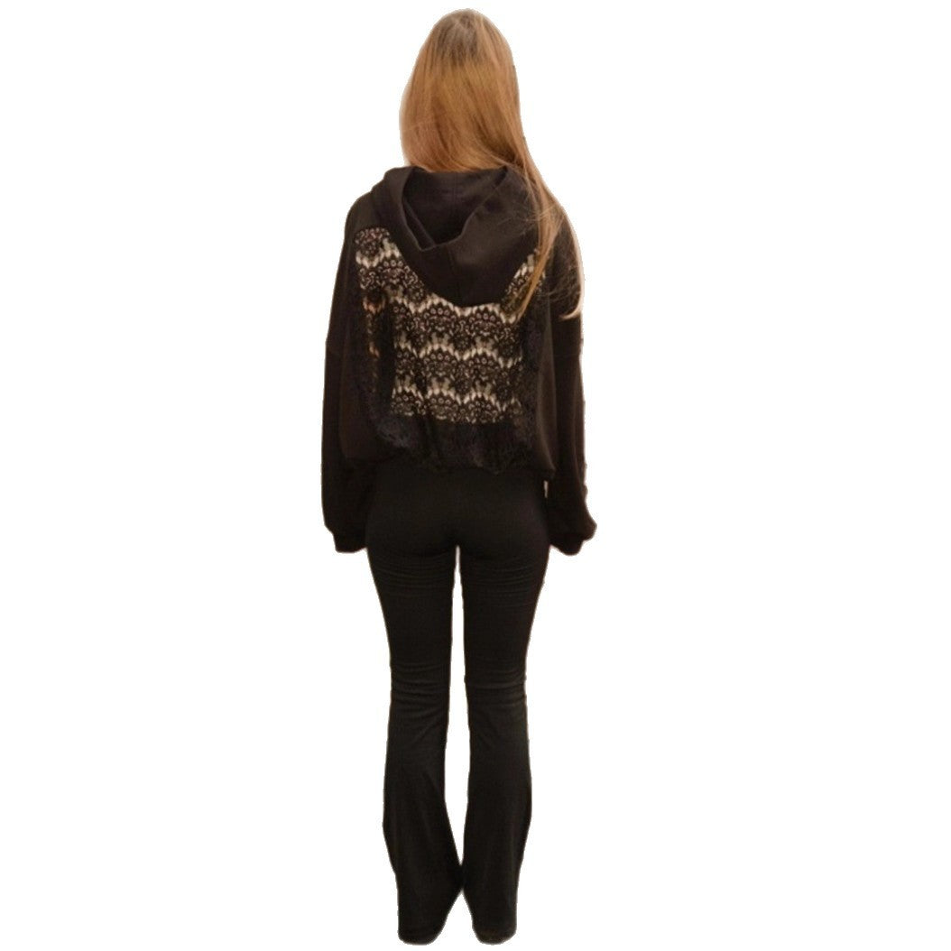 New Women's Fashion Versatile Hooded Long-sleeve Backless Hollowed-out Sweatshirt