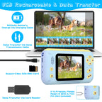 1Pc Kids Digital Camera With Flip Lens Children Video Camcorder Christmas Toy Birthday Gifts With Tripod 2.4in Screen 32G MMC Card For 3-10 Year Old Boys Girls