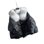 Polyester Women's Loose Thick Cotton Coat With Fur Collar