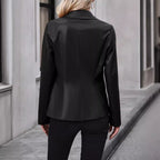 Women's Double Breasted Suit Motorcycle Leather Coat