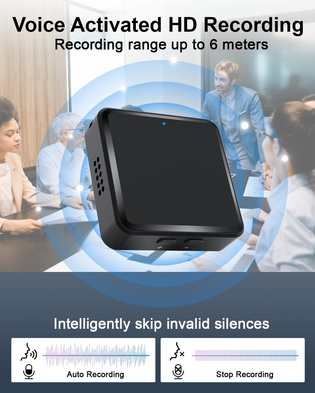 Magnetic Digital Voice Recorder With AI-Triple Noise Reduction,Portable Audio Recorder Compatible With Smart Cell Phone PC Recording Device For Lectures,Meetings,Interviews,Black