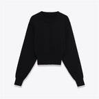 European And American Style Fashionable Round-neck Long-sleeve Plain Knit Sweater