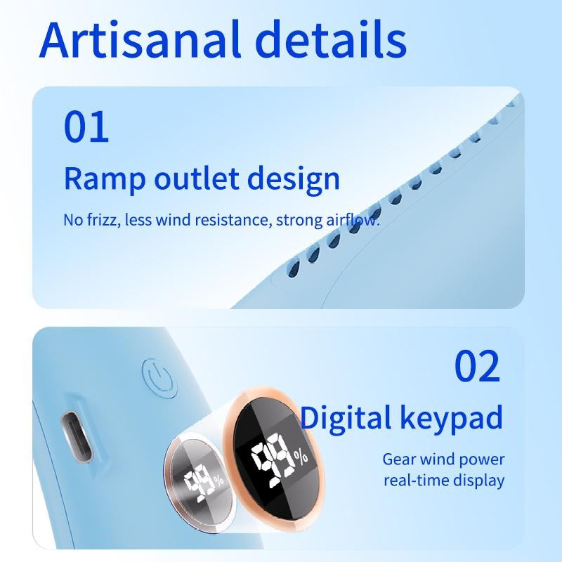 US Version Ergonomic Design Battery-powered Neck Fan, USB Button Control To Enjoy The Cool Summer