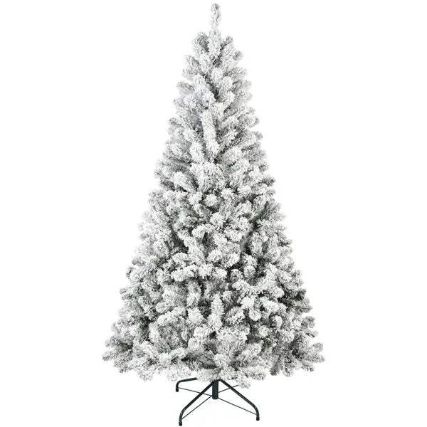 Artificial 4ft Flocked Christmas Tree With 233 PVC Branch Tips, Round Head, Foldable Base For Indoor Holiday Decorating - The Premium