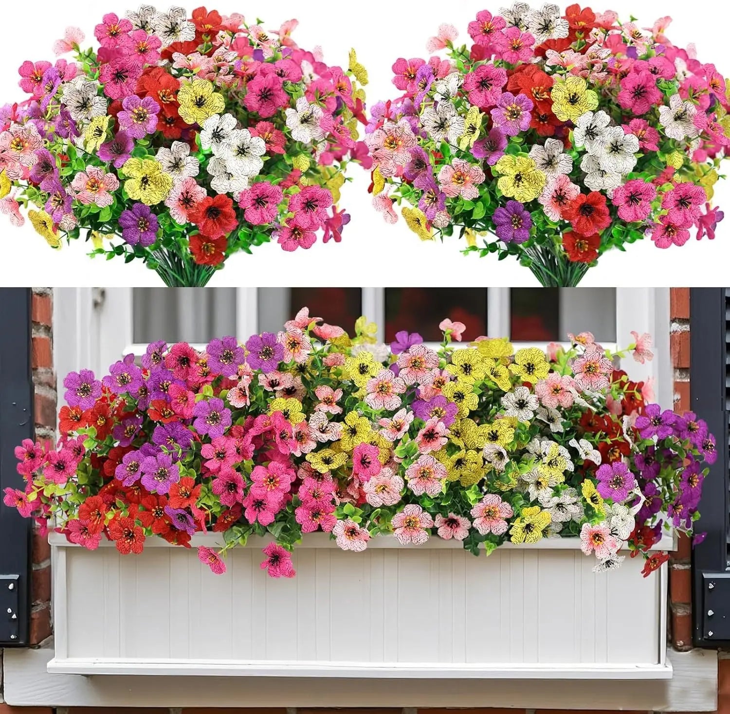 Nepfaivy Artificial Outdoor Flowers UV-Resistant - Realistic Artificial Flowers For Outdoors, Fade Resistant Fake Flowers For Outside, Plastic Faux Flowers For Outdoor Planters - The Premium