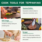 Grilljoy Griddle Accessories Set With Robust Plastic Handle, All-in-One Griddle Tools Kit For Flat Top Grills Teppanyaki Hibachi, Stainless Steel Grill Spatula Kit For Outdoor Camping Grilling