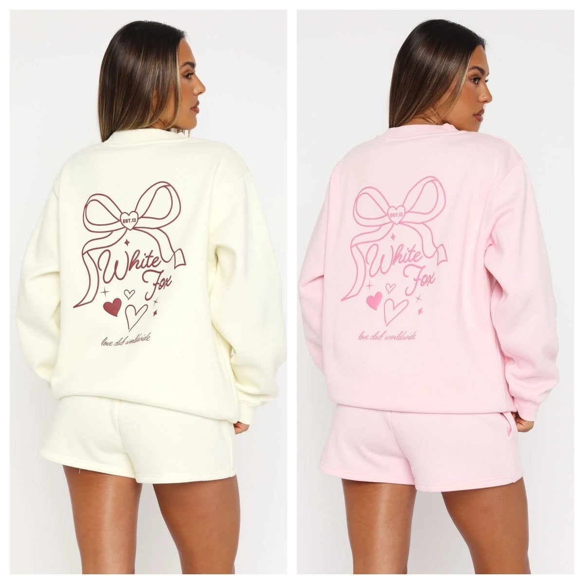 Women's Long Sleeve Bow Print Sweatshirt Hoodie