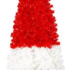 6FT Artificial Christmas Tree With LED Light, Santa's Hat Shape Artificial Whimsical Xmas Tree With 1050 Tip, Curved Xmax Tree - The Premium