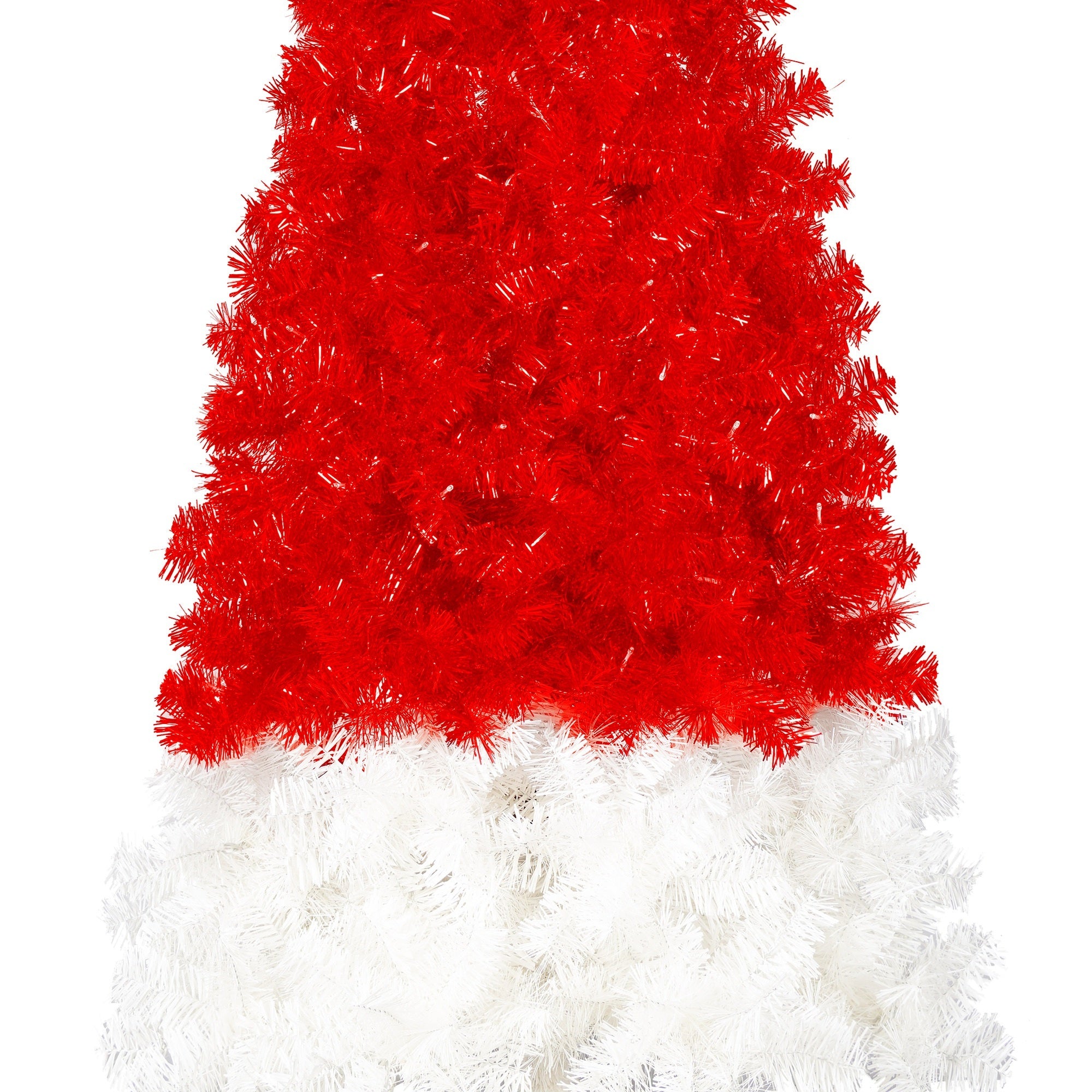 6FT Artificial Christmas Tree With LED Light, Santa's Hat Shape Artificial Whimsical Xmas Tree With 1050 Tip, Curved Xmax Tree - The Premium