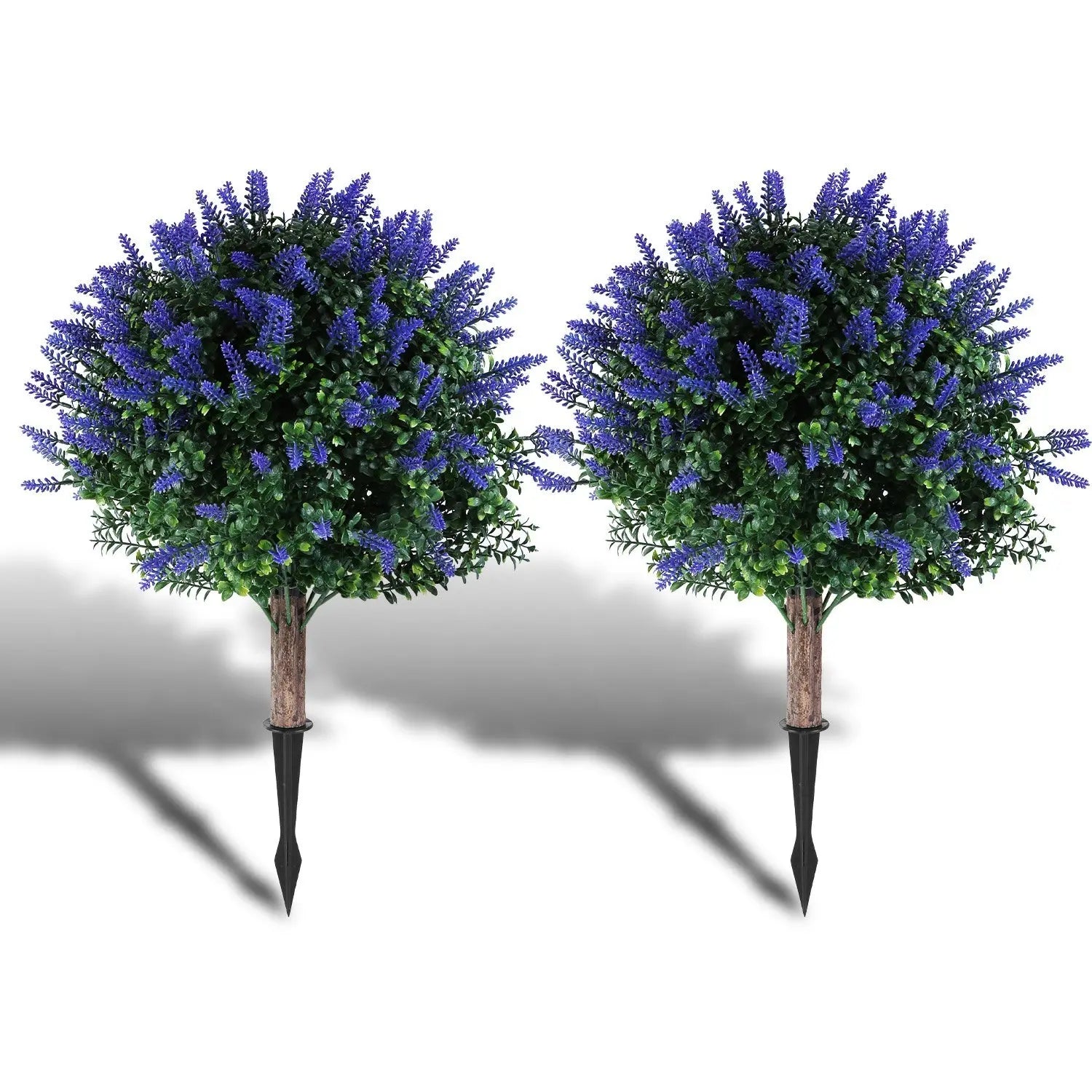 2 Packs Artificial Lavender Topiary Ball Trees UV Resistant Artificial Shrubs Fake Plants Evergreen Artificial Bush With Ground Spike For Indoor Outdoor Front Porch Garden - The Premium