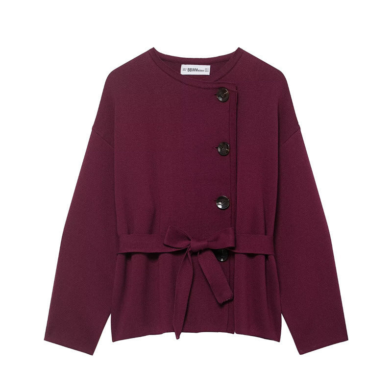 Women's Belted Knit Short Coat