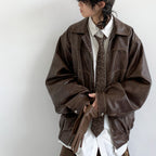 Japanese Retro Motorcycle Leather Jacket Loose High Street