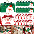 10 Pack Christmas Candy Boxes With Ribbon And Wooden Ring Merry Cartoon Paper Treat Boxes Christmas Santa Claus Pattern Cookie Goodies Box For Christmas Birthday Wedding Gift Wrapping Holiday Party Su - The Premium