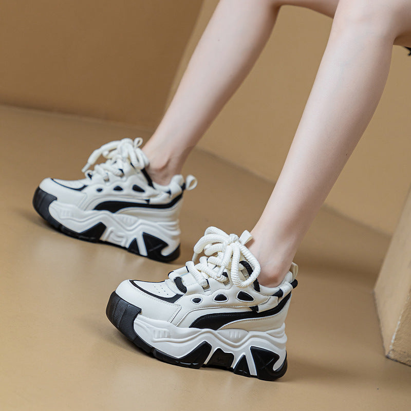 Thick Bottom Heightened Daddy Shoes Women Autumn And Winter New Color Matching Casual Sports