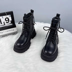 Women's Thick-soled British-style All-matching And Handsome Fashionable Leather Boots