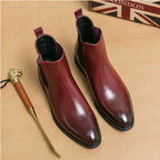 High-top Leather Shoes Men's Pointed Chelsea Booties