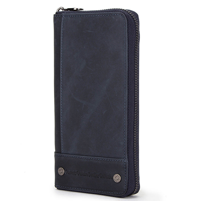 Cowhide Anti-theft Swiping Men's Long Genuine Leather Men's Zipper Bag